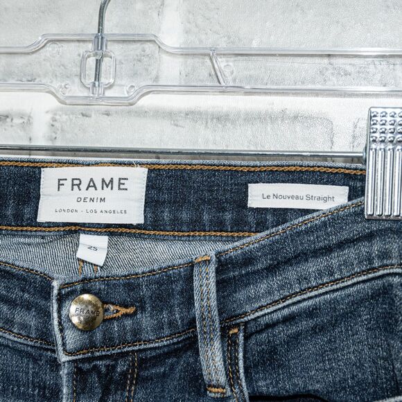 FRAME Denim size 25 Le Nouveau Straight Jeans Raw cut Crop leg Dawson - Picture 2 of 10